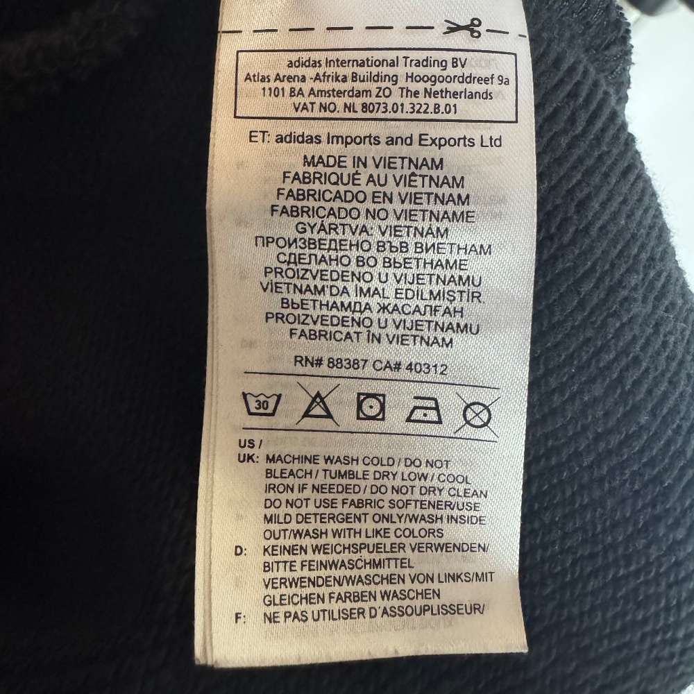 Adidas Originals Trefoil Hoodie Black White Men’s Medium 3 Stripe Pullover - Picture 6 of 7